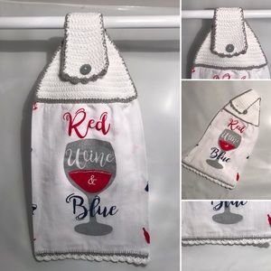 Red Wine & Blue Hanging Kitchen Towel